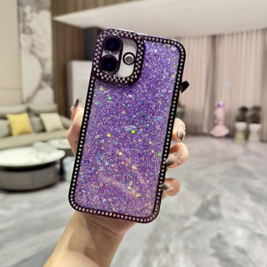 For iPhone 16 Diamond Glitter Sequins TPU Phone Case(Purple) - iPhone 16 Cases by buy2fix | Online Shopping UK | buy2fix