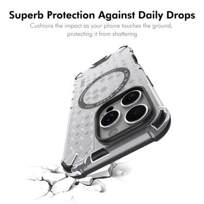 For iPhone 14 Pro Max ENKAY Hat-Prince Honeycomb MagSafe Shockproof Phone Case with Large Arc Edge Film(White) - iPhone 14 Pro Max Cases by ENKAY | Online Shopping UK | buy2fix