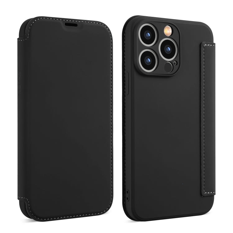 For iPhone 16 Pro Max Imitate Liquid Skin Feel Leather Phone Case with Card Slots(Black) - iPhone 16 Pro Max Cases by buy2fix | Online Shopping UK | buy2fix