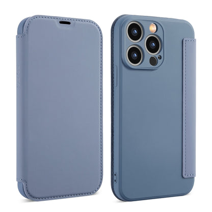 For iPhone 16 Pro Imitate Liquid Skin Feel Leather Phone Case with Card Slots(Lavender Grey) - iPhone 16 Pro Cases by buy2fix | Online Shopping UK | buy2fix