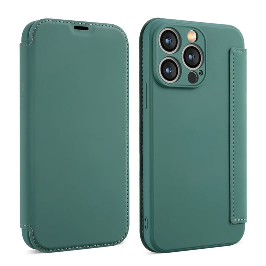 For iPhone 16 Plus Imitate Liquid Skin Feel Leather Phone Case with Card Slots(Dark Green) - iPhone 16 Plus Cases by buy2fix | Online Shopping UK | buy2fix