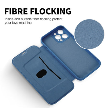 For iPhone 16 Pro Imitate Liquid Skin Feel Leather Phone Case with Card Slots(Blue) - iPhone 16 Pro Cases by buy2fix | Online Shopping UK | buy2fix