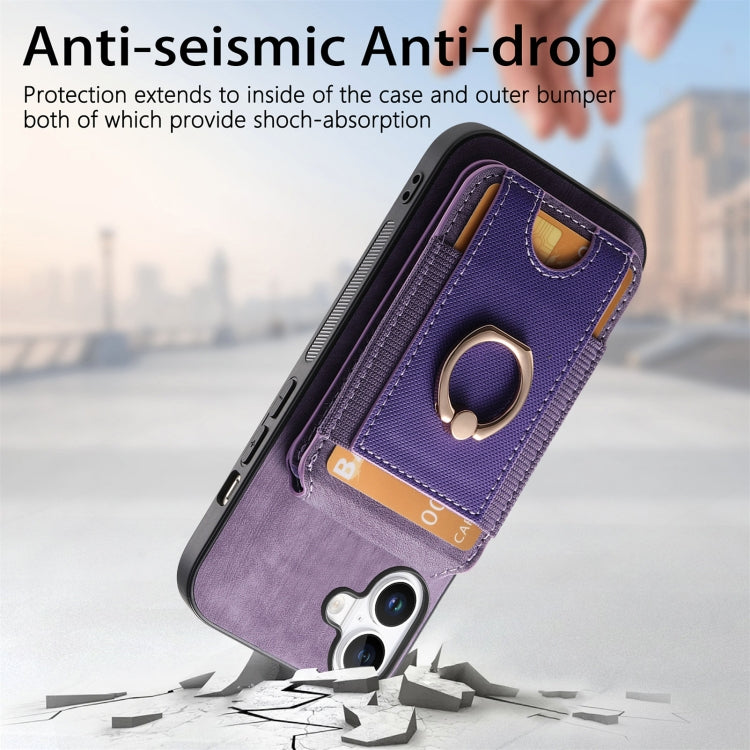 For iPhone 16 Plus Retro Splitable Magnetic Stand Card Bag Leather Phone Case(Purple) - iPhone 16 Plus Cases by buy2fix | Online Shopping UK | buy2fix