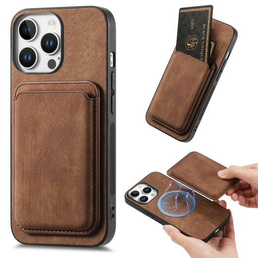 For iPhone 16 Pro Retro Leather Card Bag Magnetic Phone Case(Brown) - iPhone 16 Pro Cases by buy2fix | Online Shopping UK | buy2fix