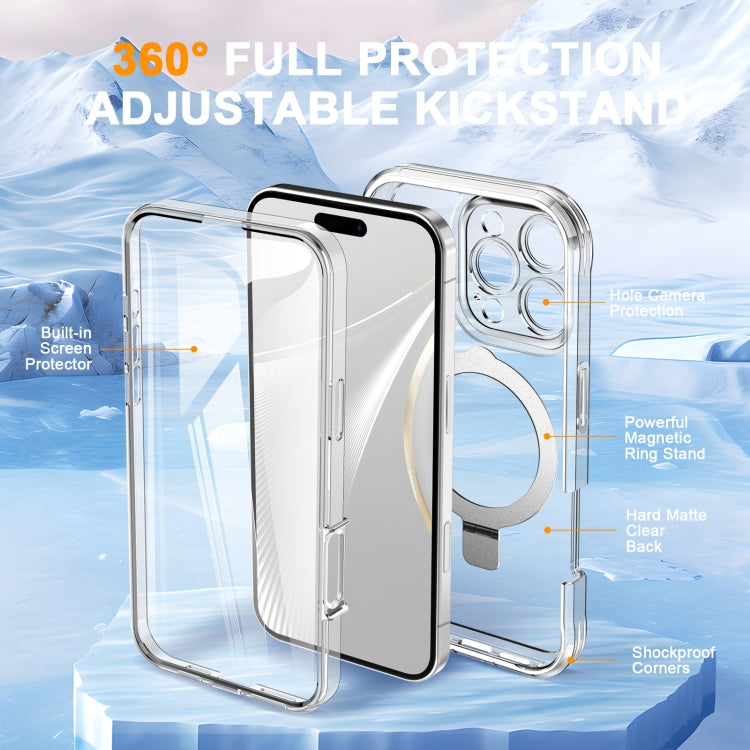 For iPhone 16 Pro Skin Feel MagSafe Holder 360 Full Body Phone Case(Transparent) - iPhone 16 Pro Cases by buy2fix | Online Shopping UK | buy2fix