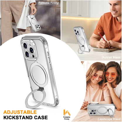 For iPhone 16 Pro Skin Feel MagSafe Holder 360 Full Body Phone Case(Transparent) - iPhone 16 Pro Cases by buy2fix | Online Shopping UK | buy2fix