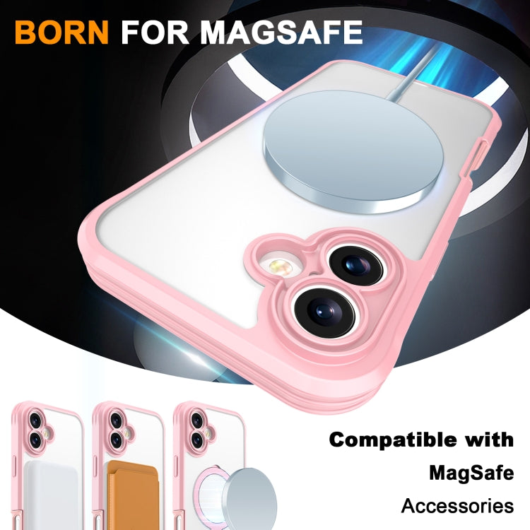 For iPhone 16 Skin Feel MagSafe Holder 360 Full Body Phone Case(Pink) - iPhone 16 Cases by buy2fix | Online Shopping UK | buy2fix