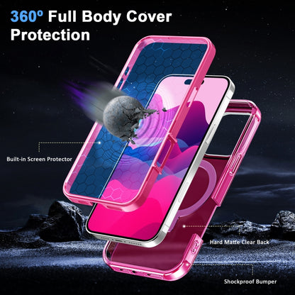 For iPhone 16 Pro Max Frosted Skin Feel MagSafe Holder 360 Full Body Phone Case(Rose Red) - iPhone 16 Pro Max Cases by buy2fix | Online Shopping UK | buy2fix