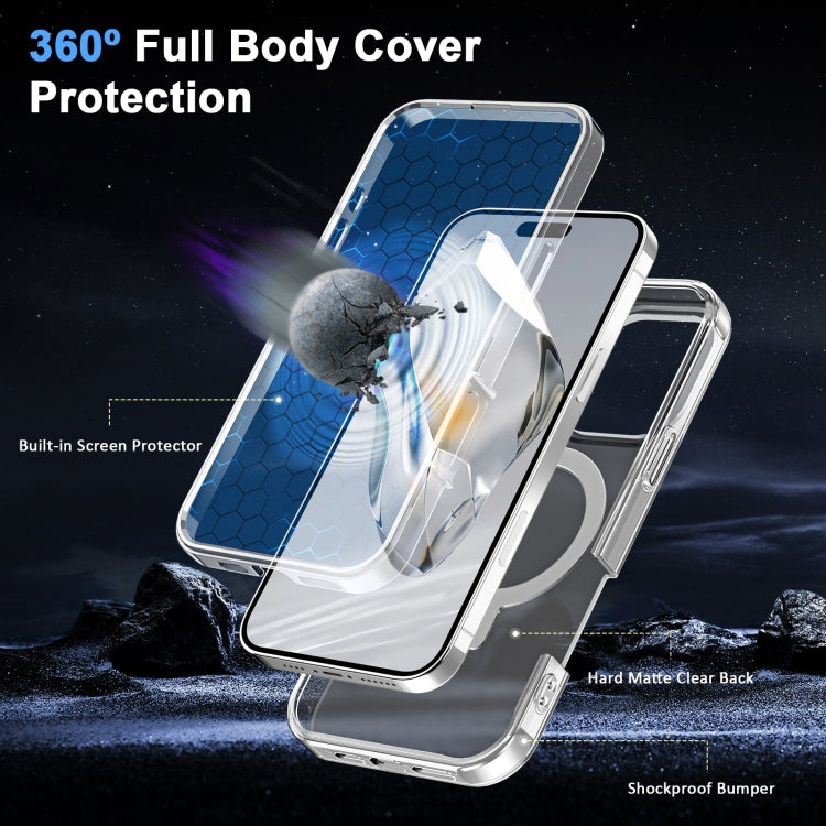 For iPhone 16 Pro Max Frosted Skin Feel MagSafe Holder 360 Full Body Phone Case(Transparent) - iPhone 16 Pro Max Cases by buy2fix | Online Shopping UK | buy2fix