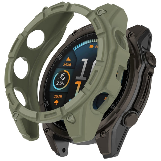 For Garmin Fenix 8 AMOLED 51mm Armor Hollow TPU Half Coverage Watch Protective Case(Juugle Green) - Watch Cases by buy2fix | Online Shopping UK | buy2fix