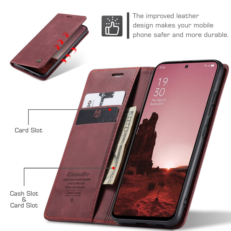 For OPPO Reno12 5G Global CaseMe 013 Multifunctional Horizontal Flip Leather Phone Case(Red) - Reno12 Cases by CaseMe | Online Shopping UK | buy2fix