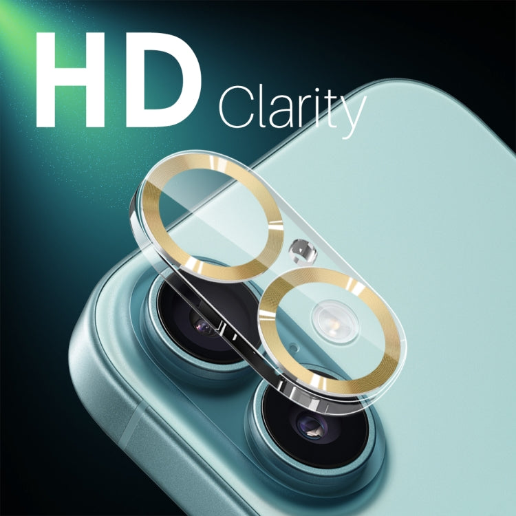 For iPhone 16 / 16 Plus NORTHJO Camera Lens Protector CD Veins 3D Tempered Glass Film(Gold) - iPhone 16 Plus Tempered Glass by NORTHJO | Online Shopping UK | buy2fix