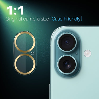 For iPhone 16 / 16 Plus NORTHJO Camera Lens Protector CD Veins 3D Tempered Glass Film(Gold) - iPhone 16 Plus Tempered Glass by NORTHJO | Online Shopping UK | buy2fix