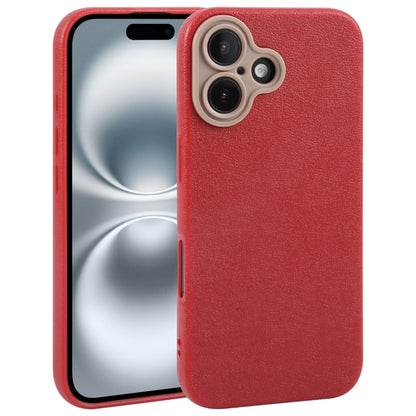 For iPhone 16 Plus Plain Imitation Leather Back Cover Phone Case(Red) - iPhone 16 Plus Cases by buy2fix | Online Shopping UK | buy2fix