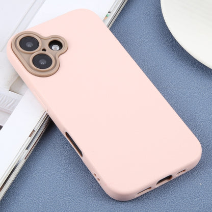 For iPhone 16 Plain Imitation Leather Back Cover Phone Case(Pink) - iPhone 16 Cases by buy2fix | Online Shopping UK | buy2fix