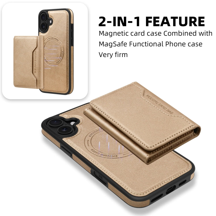 For iPhone 16 Shield Multi-functional MagSafe Card Bag Phone Case(Desert Gold) - iPhone 16 Cases by buy2fix | Online Shopping UK | buy2fix