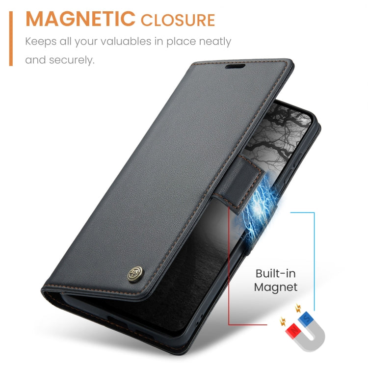 For OPPO Reno12 F /12 FS 5G CaseMe 023 Butterfly Buckle Litchi Texture RFID Anti-theft Leather Phone Case(Black) - Reno12 F Cases by CaseMe | Online Shopping UK | buy2fix