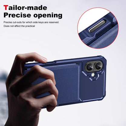 For iPhone 16 ENKAY Hat-Prince Card Slot Wallet TPU Back Leather Phone Case with Lens Film(Dark Blue) - iPhone 16 Cases by ENKAY | Online Shopping UK | buy2fix