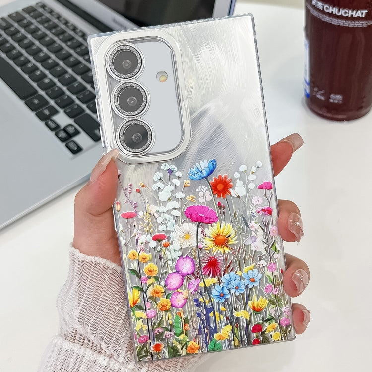 For Samsung Galaxy S25 5G Electroplating Flower Texture TPU Phone Case(Flowers SH4) - Galaxy S25 5G Cases by buy2fix | Online Shopping UK | buy2fix