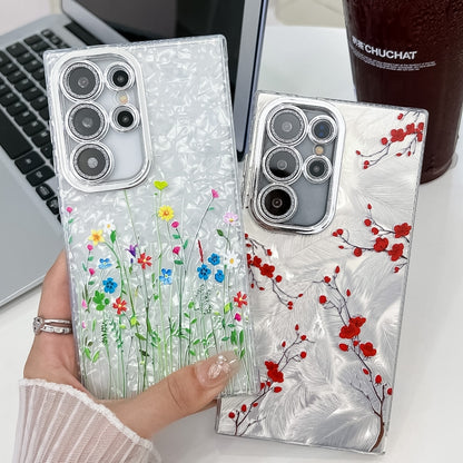 For Samsung Galaxy S25 5G Electroplating Flower Texture TPU Phone Case(Flowers SH4) - Galaxy S25 5G Cases by buy2fix | Online Shopping UK | buy2fix