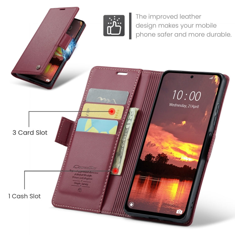 For Redmi Note 14 5G CaseMe 023 Butterfly Buckle Litchi Texture RFID Anti-theft Leather Phone Case(Red) - Note 14 Cases by CaseMe | Online Shopping UK | buy2fix