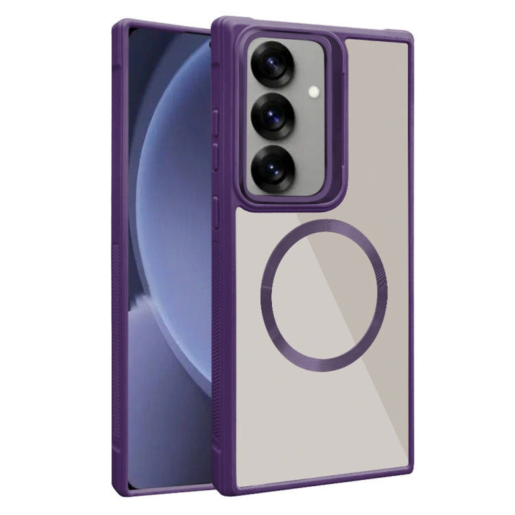 For Samsung Galaxy S25+ 5G Plated CD Texture MagSafe Acrylic Hybrid TPU Phone Case(Purple) - Galaxy S25+ 5G Cases by buy2fix | Online Shopping UK | buy2fix