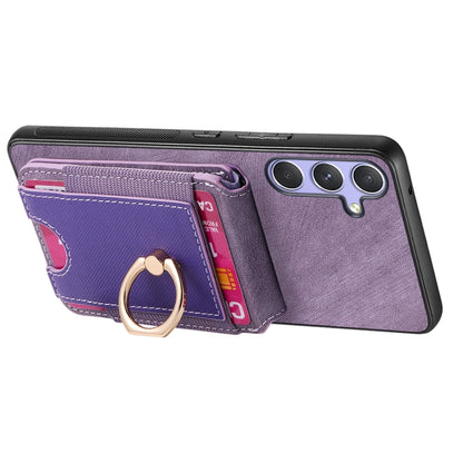 For Samsung Galaxy S25+ 5G Retro Splitable Magnetic Stand Card Bag Leather Phone Case(Purple) - Galaxy S25+ 5G Cases by buy2fix | Online Shopping UK | buy2fix