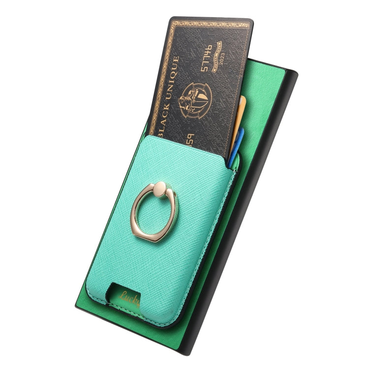 For Samsung Galaxy S25 Ultra 5G Retro Cross Leather Ring Vertical Insert Card Bag MagSafe Phone Case(Green) - Galaxy S25 Ultra 5G Cases by buy2fix | Online Shopping UK | buy2fix