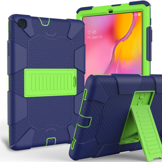 Shockproof Two-Color Silicone Protection Case with Holder for Galaxy Tab A 10.1 (2019) / T510(Dark Blue+Green) - Tab A 10.1 (2019) T510 / T515 by buy2fix | Online Shopping UK | buy2fix