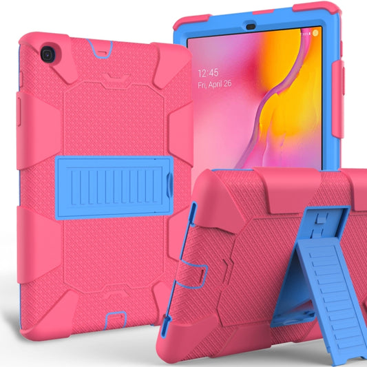 Shockproof Two-Color Silicone Protection Case with Holder for Galaxy Tab A 10.1 (2019) / T510(Hot Pink+Blue) - Tab A 10.1 (2019) T510 / T515 by buy2fix | Online Shopping UK | buy2fix