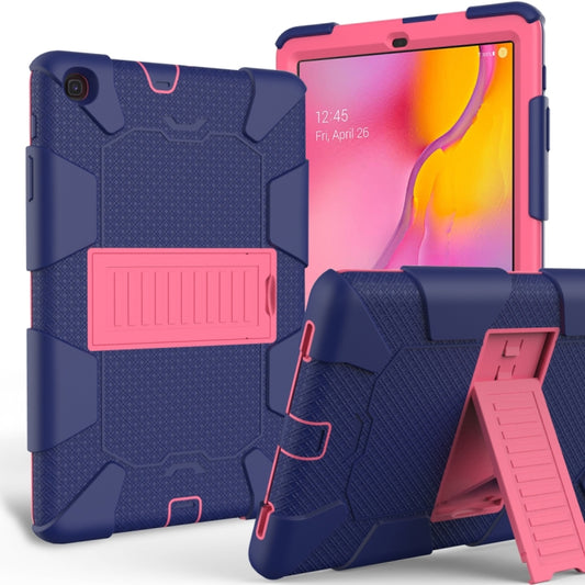 Shockproof Two-Color Silicone Protection Case with Holder for Galaxy Tab A 10.1 (2019) / T510(Dark Blue+Hot Pink) - Tab A 10.1 (2019) T510 / T515 by buy2fix | Online Shopping UK | buy2fix