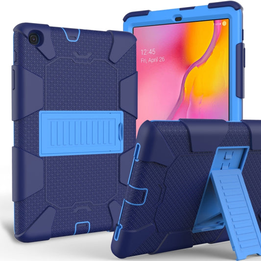 Shockproof Two-Color Silicone Protection Case with Holder for Galaxy Tab A 10.1 (2019) / T510 (Dark Blue+Blue) - Tab A 10.1 (2019) T510 / T515 by buy2fix | Online Shopping UK | buy2fix