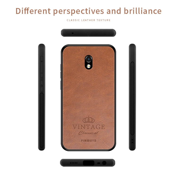 For Xiaomi RedMi 8A PINWUYO Pin Rui Series Classical Leather, PC + TPU + PU Leather Waterproof And Anti-fall All-inclusive Protective Shell(Brown) - Xiaomi Cases by PINWUYO | Online Shopping UK | buy2fix