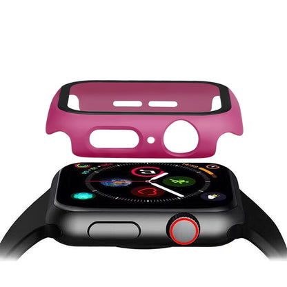 ENKAY Hat-prince Full Coverage PC Case + Tempered Glass Protector for Apple Watch Series 5 / 4 44mm(Rose) - Watch Cases by ENKAY | Online Shopping UK | buy2fix