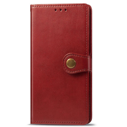 For OPPO A5 2020 / A9 2020 Retro Solid Color Leather Buckle Phone Case with Lanyard & Photo Frame & Card Slot & Wallet & Stand Function(Red) - OPPO Cases by buy2fix | Online Shopping UK | buy2fix