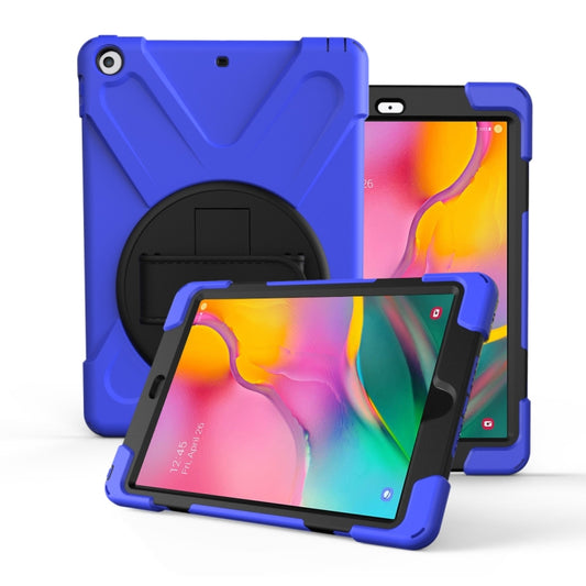 For Galaxy Tab A 10.1 （2019） T510/T515   360 Degree Rotation PC + Silicone Protective Case with Holder & Hand-strap(Dark Blue) - Tab A 10.1 (2019) T510 / T515 by buy2fix | Online Shopping UK | buy2fix