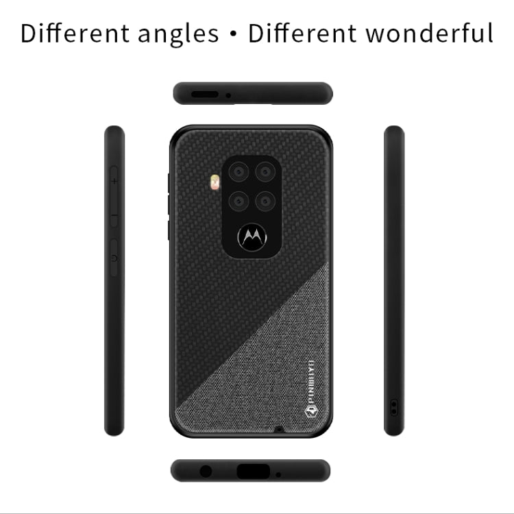 For Motorola One Zoom / One Pro PINWUYO Rong Series  Shockproof PC + TPU+ Chemical Fiber Cloth Protective Cover(Black) - Motorola Cases by PINWUYO | Online Shopping UK | buy2fix