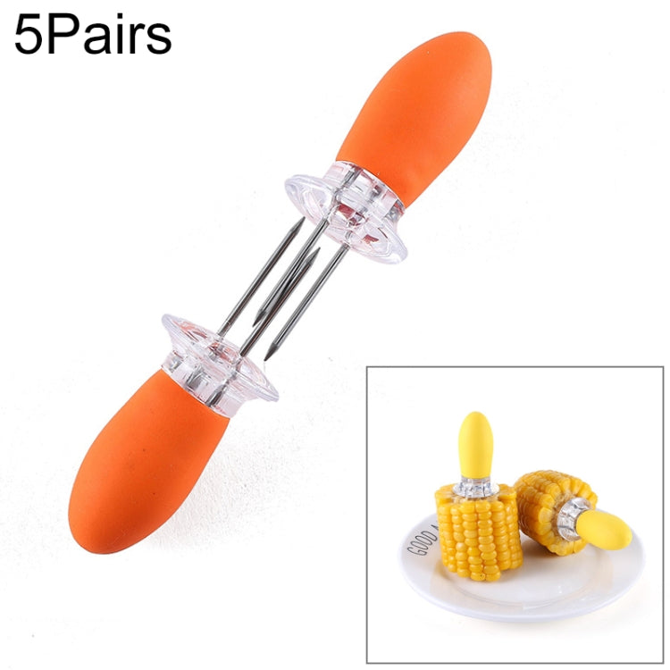 5 Pairs Outdoor BBQ Stainless Steel Corn Fork Fruit Fork Corn Device(Orange) - Gadgets by buy2fix | Online Shopping UK | buy2fix