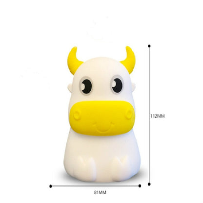 Colorful Dull Cow Silicone Night Light Led Creative Dream Bedroom Bedside Patted With Sleeping Lights, Style:USB Charging - Night Lights by buy2fix | Online Shopping UK | buy2fix