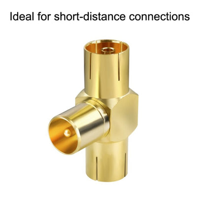 TV Male to 2x Female Aerial Antenna Plug Connector Coaxial Cable Adapter - Connector by buy2fix | Online Shopping UK | buy2fix