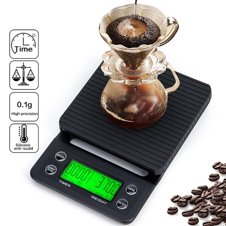 Hand Punch Coffee Scales Timing Electronic Timer Scale Kitchen Scales, Model:3kg/0.1g(Black) - Kitchen Scales by buy2fix | Online Shopping UK | buy2fix