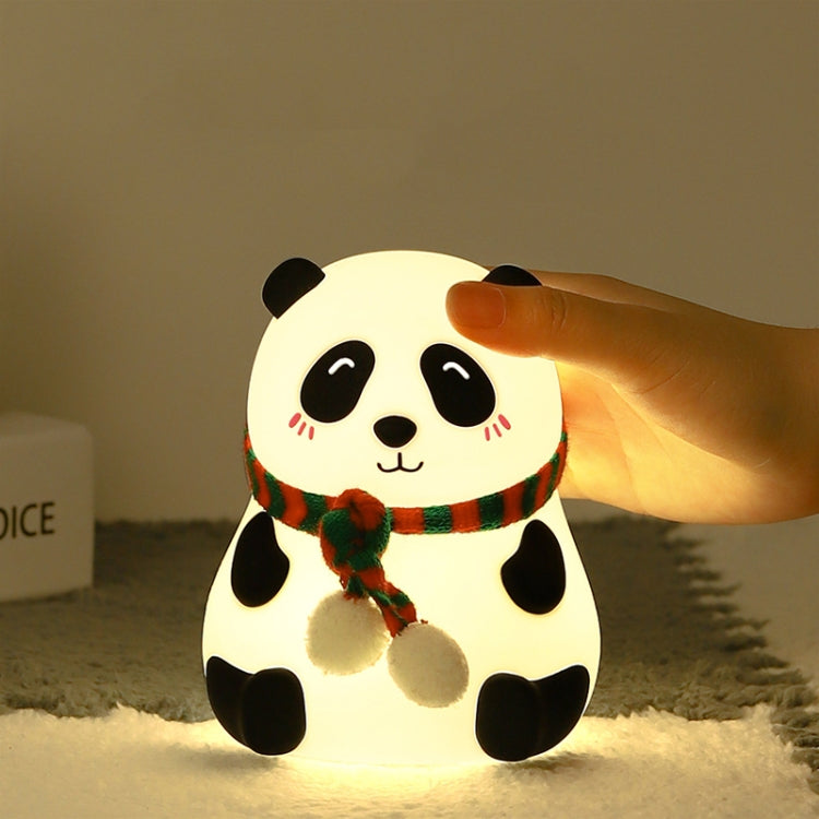 Cute Panda Night Light USB Charging Touch Control Colorful Silicone Bedside Lamp(Big Eyes) - Night Lights by buy2fix | Online Shopping UK | buy2fix