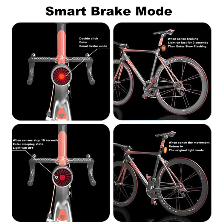 Bicycle Smart Sensor Brake Light USB Tail Light Warning Light(Silver) - Taillights by buy2fix | Online Shopping UK | buy2fix