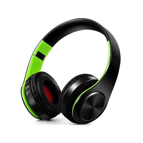 HIFI Stereo Wireless Bluetooth Headphone for Xiaomi iPhone Sumsamg Tablet, with Mic, Support SD Card & FM(Green black) - Headset & Headphone by buy2fix | Online Shopping UK | buy2fix