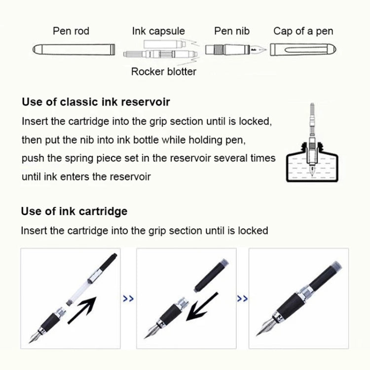 X750 Stationery Stainless Steel Fountain Pen Medium Nib Ink Pens School Oiifice Gift, Nib Size:0.5mm(Silver) - Fountain Pens by buy2fix | Online Shopping UK | buy2fix