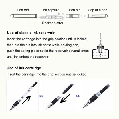 X750 Stationery Stainless Steel Fountain Pen Medium Nib Ink Pens School Oiifice Gift, Nib Size:1.1mm(Fluorescent Black) - Fountain Pens by buy2fix | Online Shopping UK | buy2fix