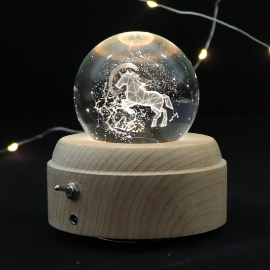 Girl Bedside Lamp Crystal Ball Wooden Base Music Box Charging Glow Rotating Night Light, Random Music(Unicorn) - Novelty Lighting by buy2fix | Online Shopping UK | buy2fix