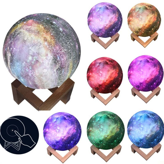 1W 3D Moon Lamp Children Gift Table Lamp Painted Starry Sky LED Night Light, Light color: 8cm Touch Control 7-colors - Night Lights by buy2fix | Online Shopping UK | buy2fix