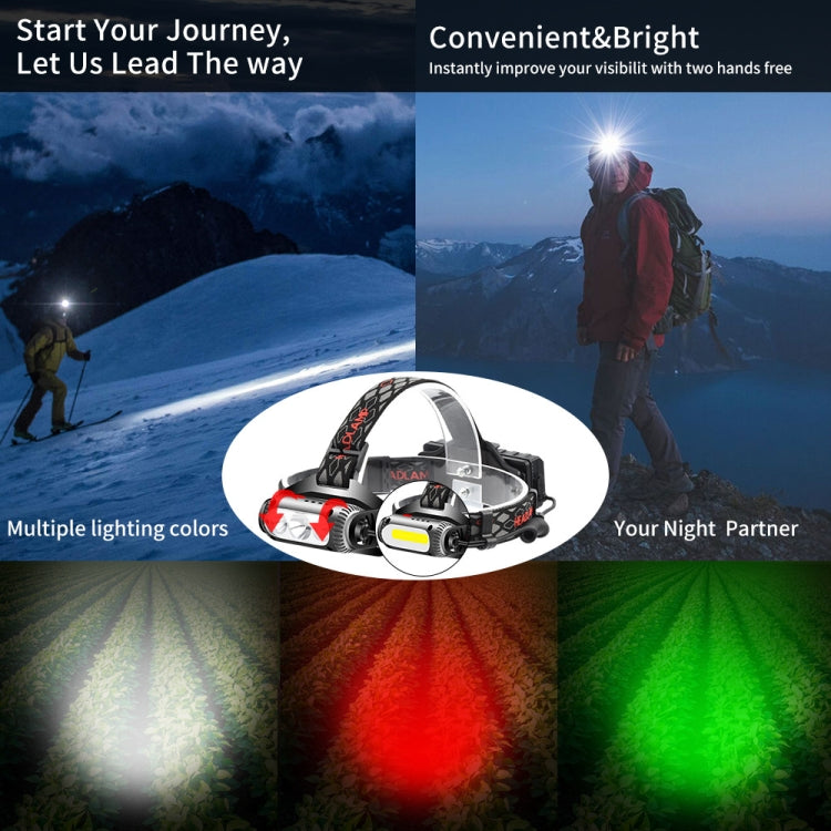 TG-TD113 T6+COB Head-Mounted USB Charging Rotating Multi-Function Headlight White Red And Green Three Light Sources Headlight (With Charging Set) - Headlamp by buy2fix | Online Shopping UK | buy2fix