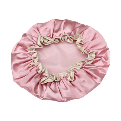 Lovely Thick Women Satin Colorful Double Waterproof Hair Cover Bathing Cap(Pink) - Bath Supplies by buy2fix | Online Shopping UK | buy2fix